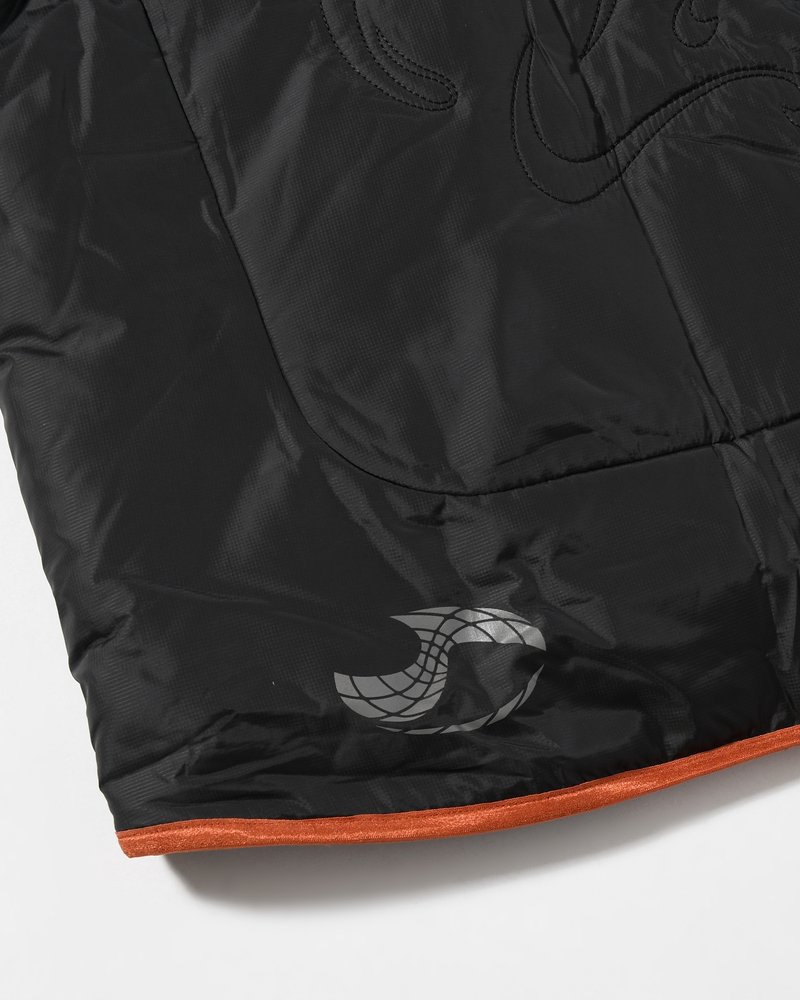 QUILTED DETAIL PUFFER JACKET -BLACK-
