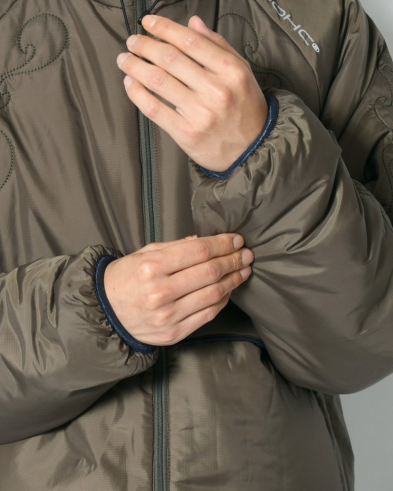 QUILTED DETAIL PUFFER JACKET -KHAKI-