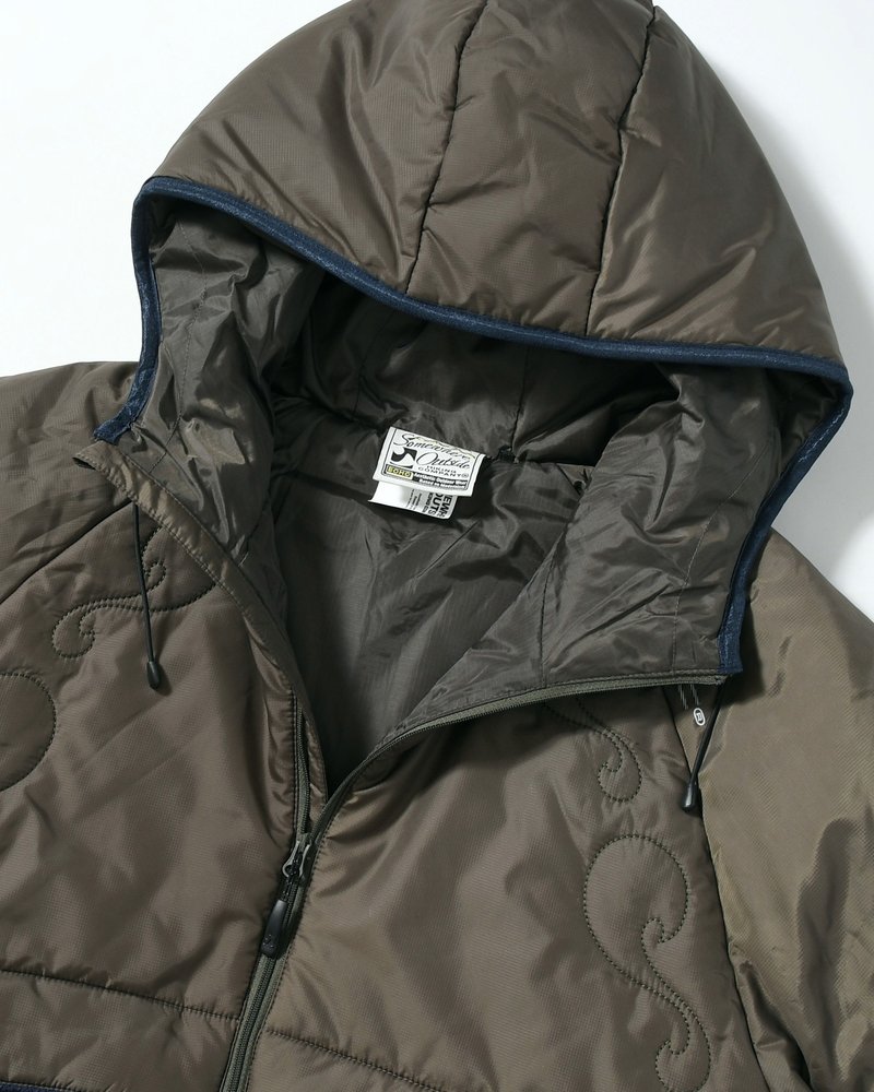QUILTED DETAIL PUFFER JACKET -KHAKI-