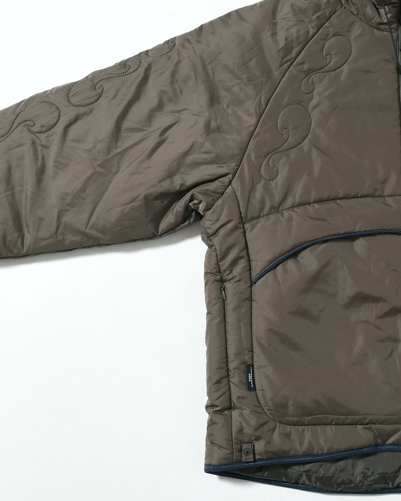 QUILTED DETAIL PUFFER JACKET -KHAKI-
