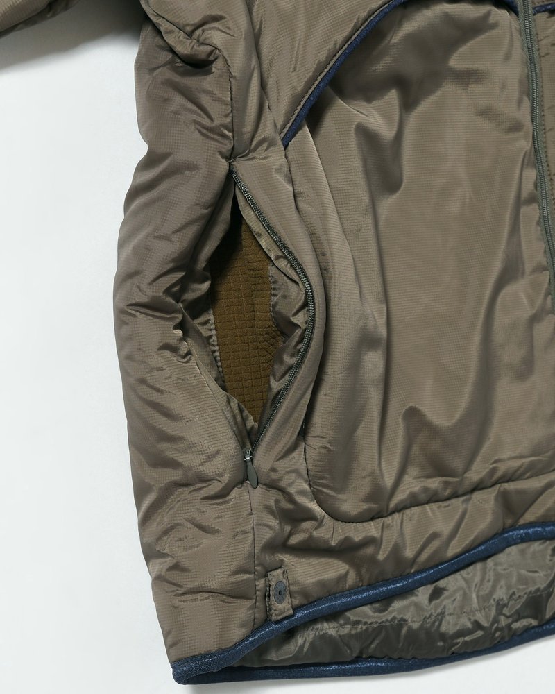 QUILTED DETAIL PUFFER JACKET -KHAKI-