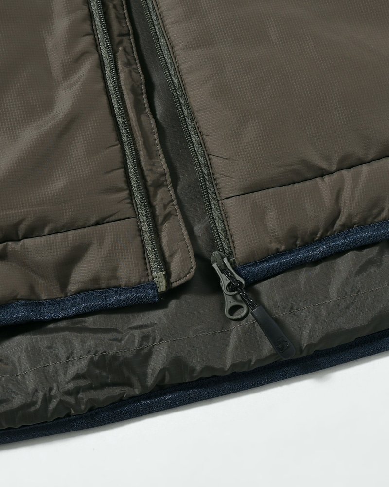 QUILTED DETAIL PUFFER JACKET -KHAKI-