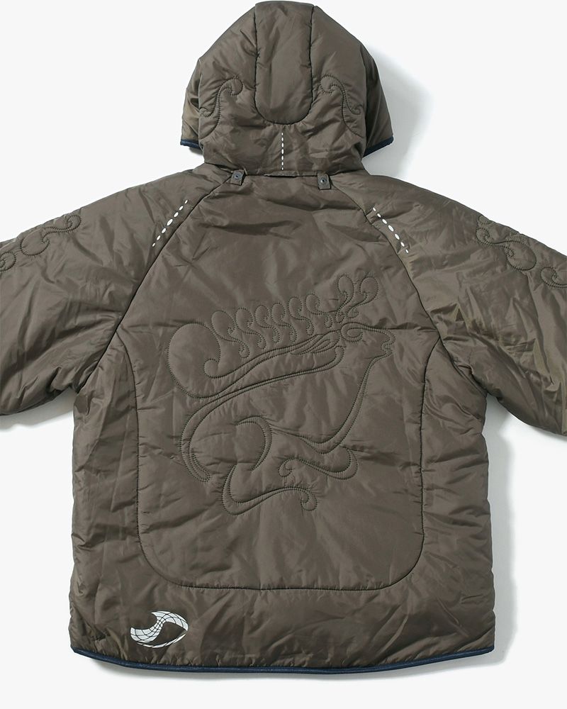QUILTED DETAIL PUFFER JACKET -KHAKI-