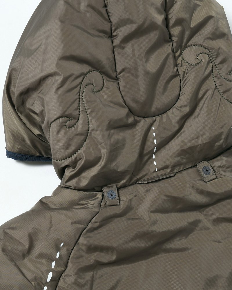 QUILTED DETAIL PUFFER JACKET -KHAKI-