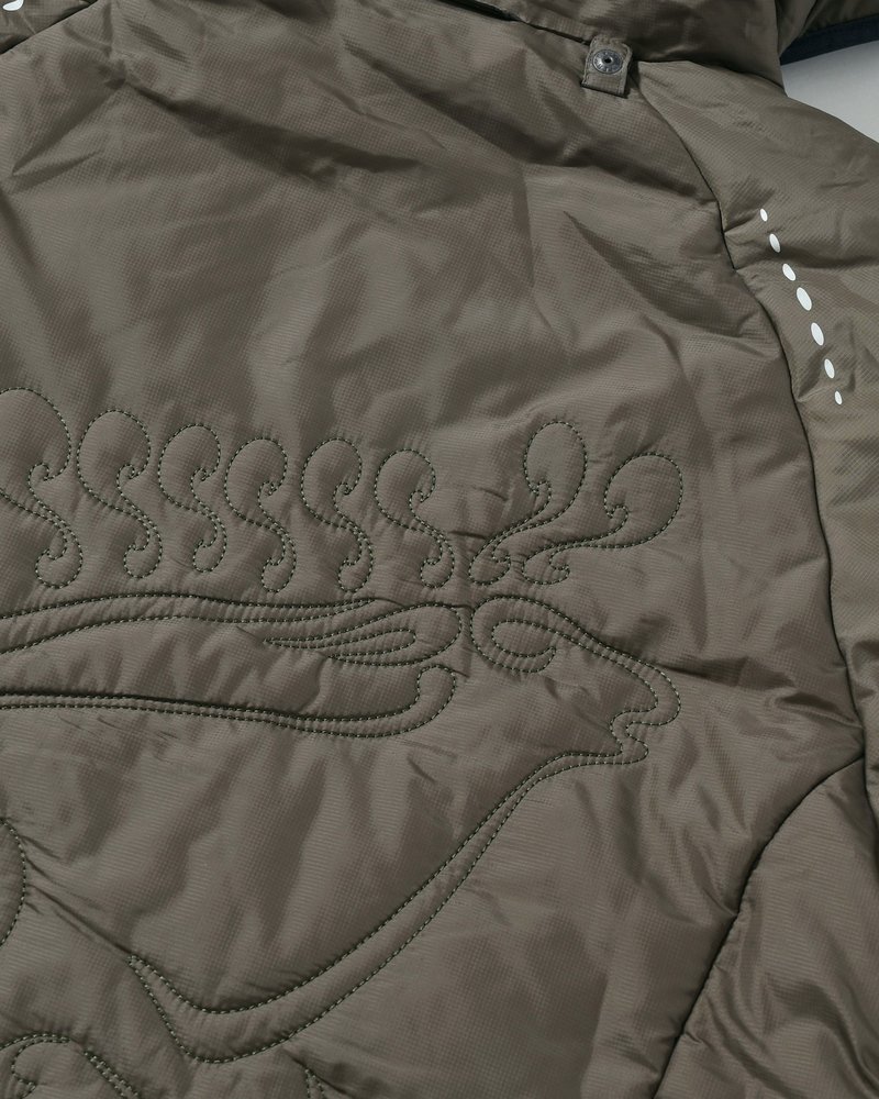 QUILTED DETAIL PUFFER JACKET -KHAKI-