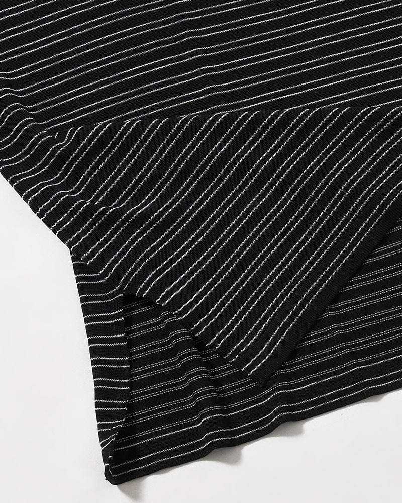 RESEARCHED SWEATER / RAYON MIX YARN BORDER -BLACK-