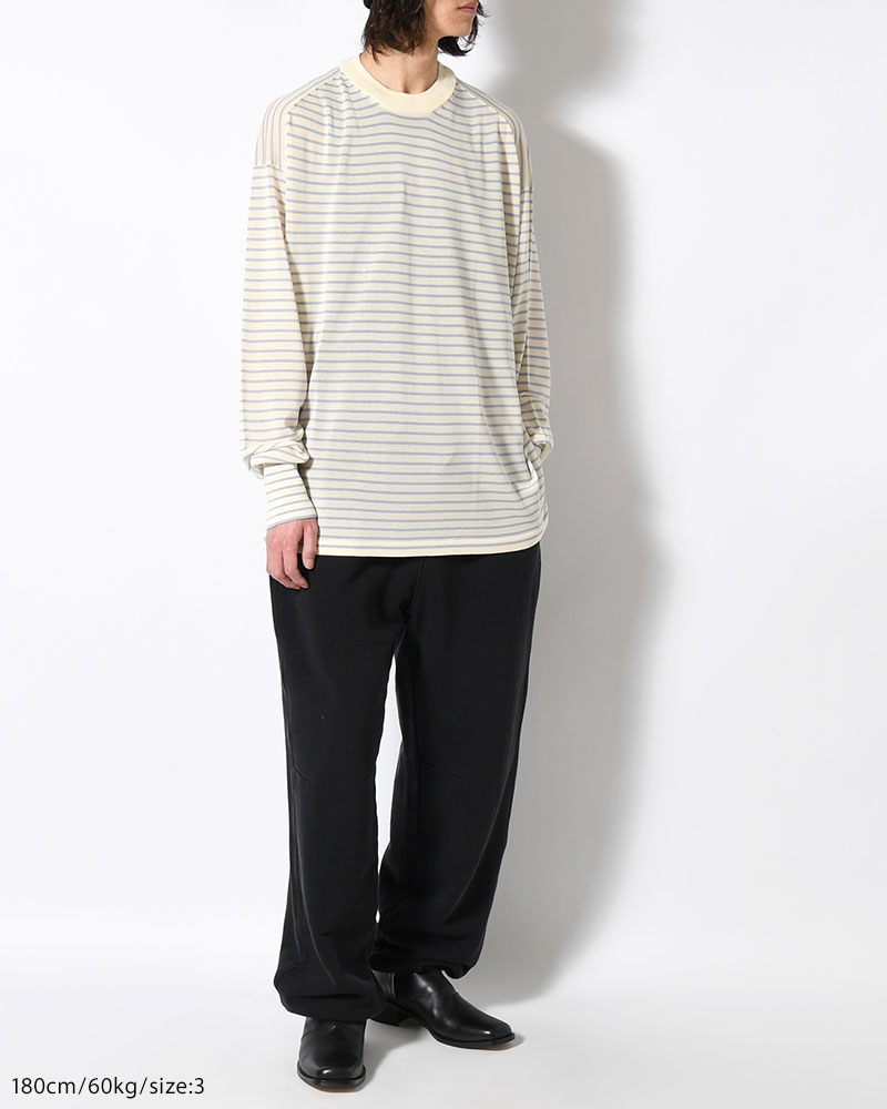 RESEARCHED SWEATER / RAYON MIX YARN BORDER -OFF-