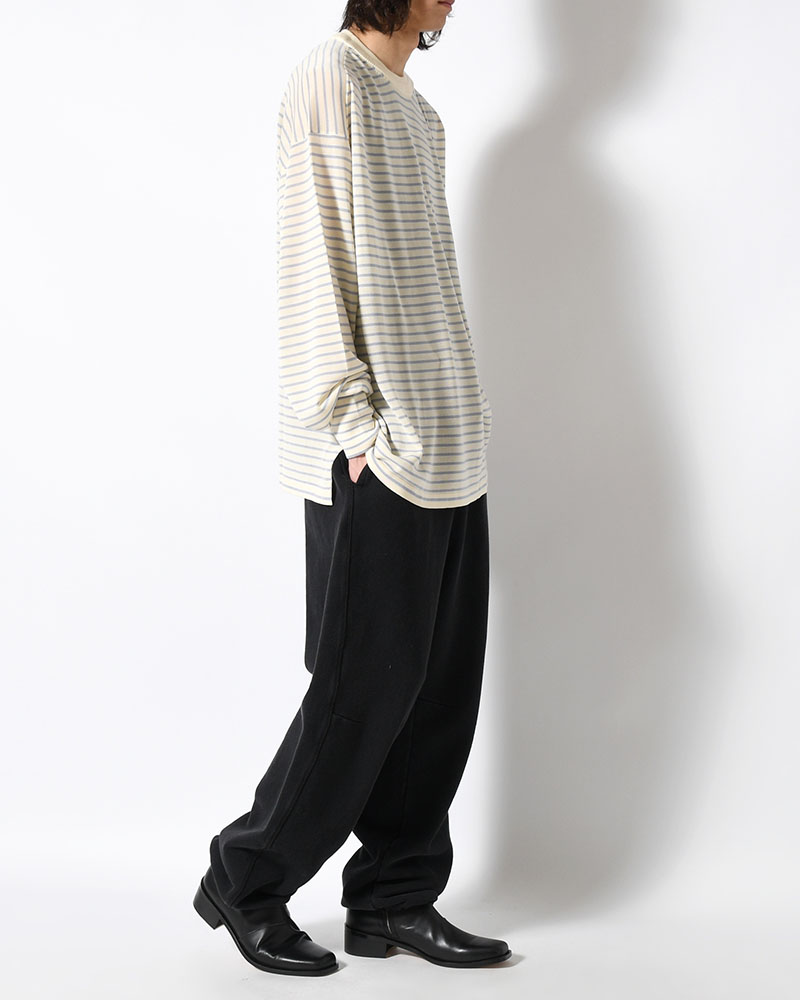 RESEARCHED SWEATER / RAYON MIX YARN BORDER -OFF-