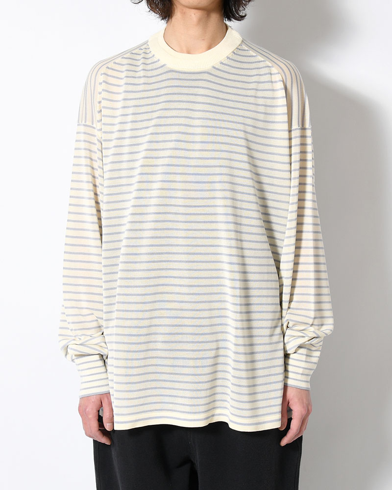 RESEARCHED SWEATER / RAYON MIX YARN BORDER -OFF-