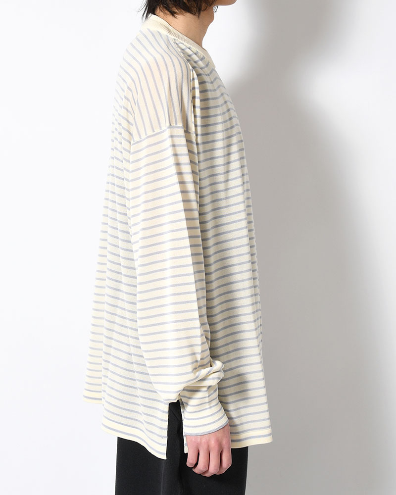 RESEARCHED SWEATER / RAYON MIX YARN BORDER -OFF-