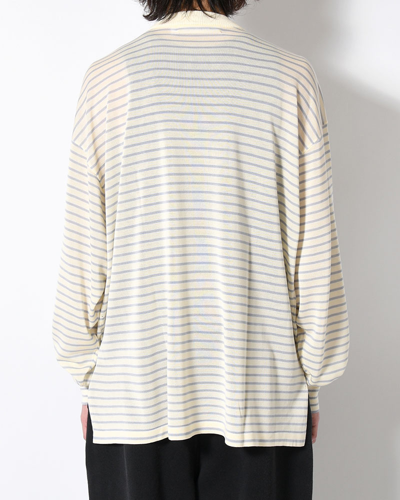 RESEARCHED SWEATER / RAYON MIX YARN BORDER -OFF-