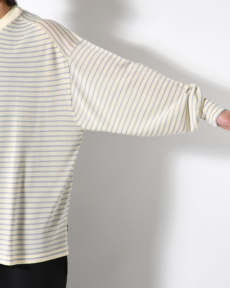 RESEARCHED SWEATER / RAYON MIX YARN BORDER -OFF-