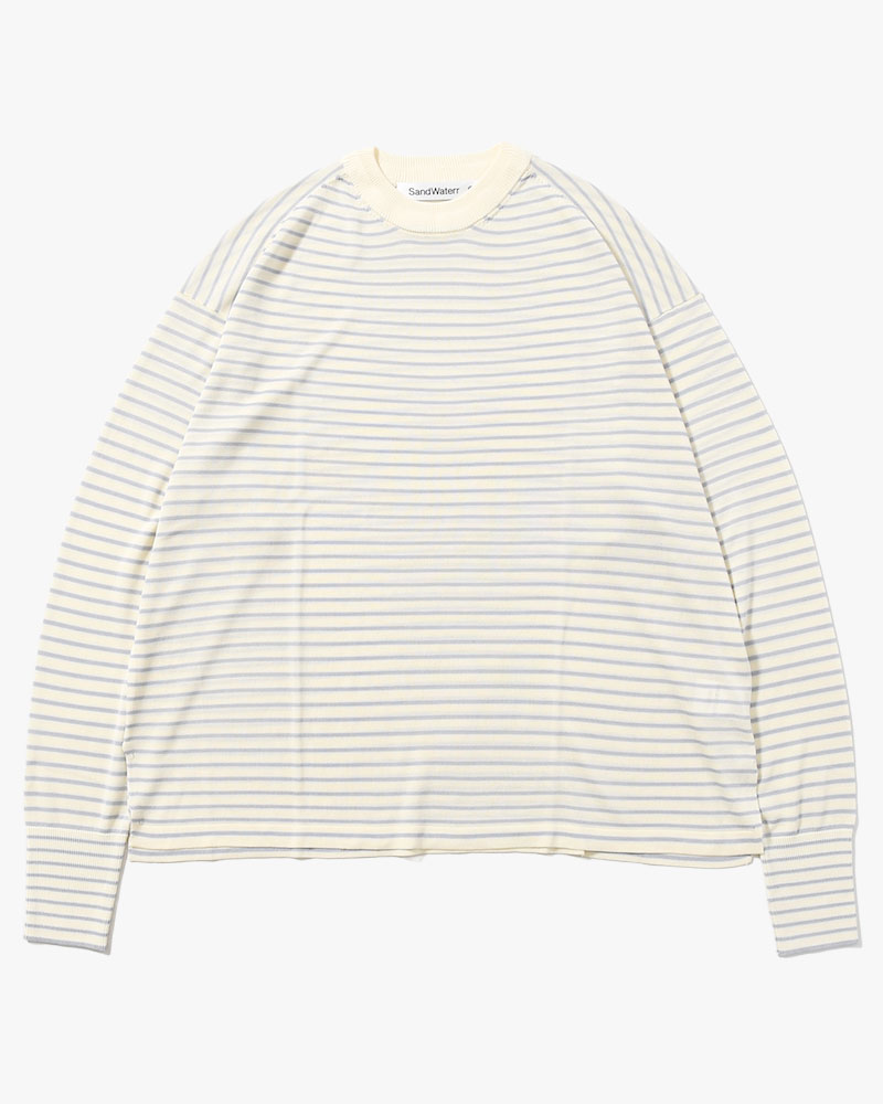 RESEARCHED SWEATER / RAYON MIX YARN BORDER -OFF-