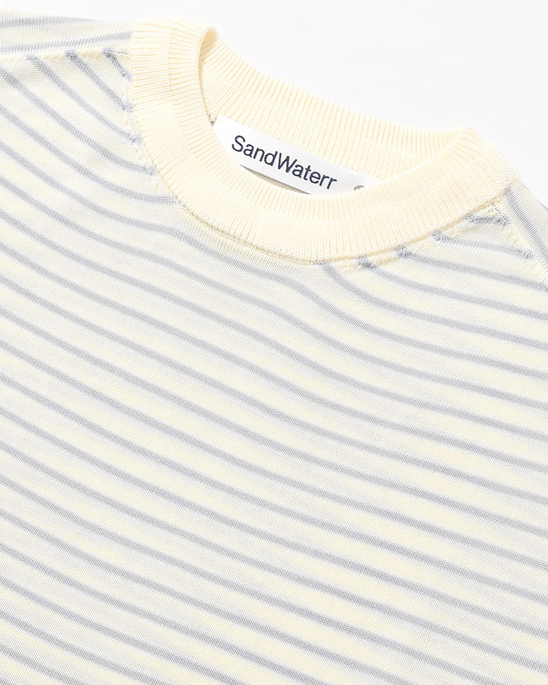 RESEARCHED SWEATER / RAYON MIX YARN BORDER -OFF-