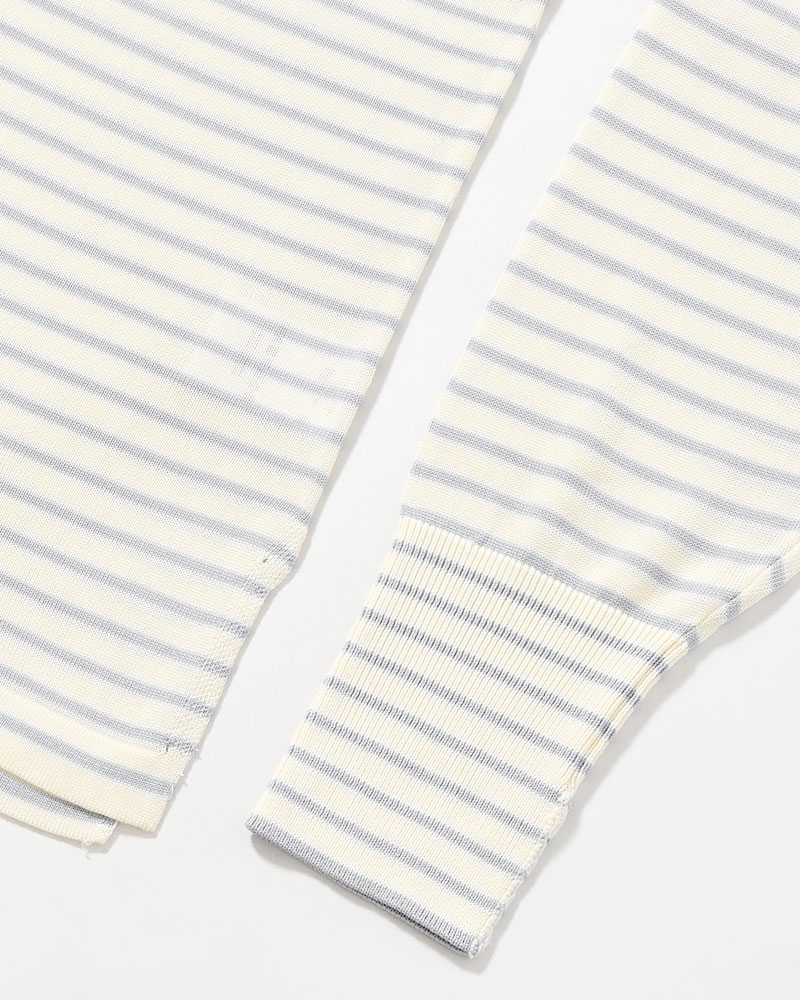 RESEARCHED SWEATER / RAYON MIX YARN BORDER -OFF-