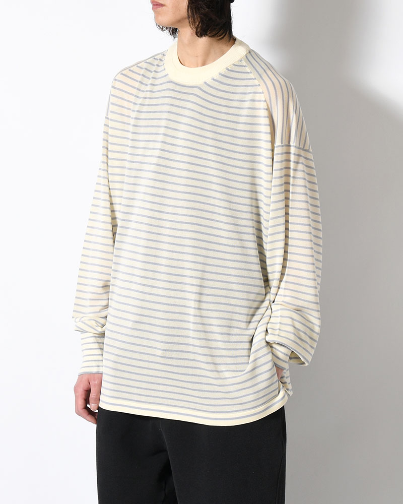 RESEARCHED SWEATER / RAYON MIX YARN BORDER -OFF-