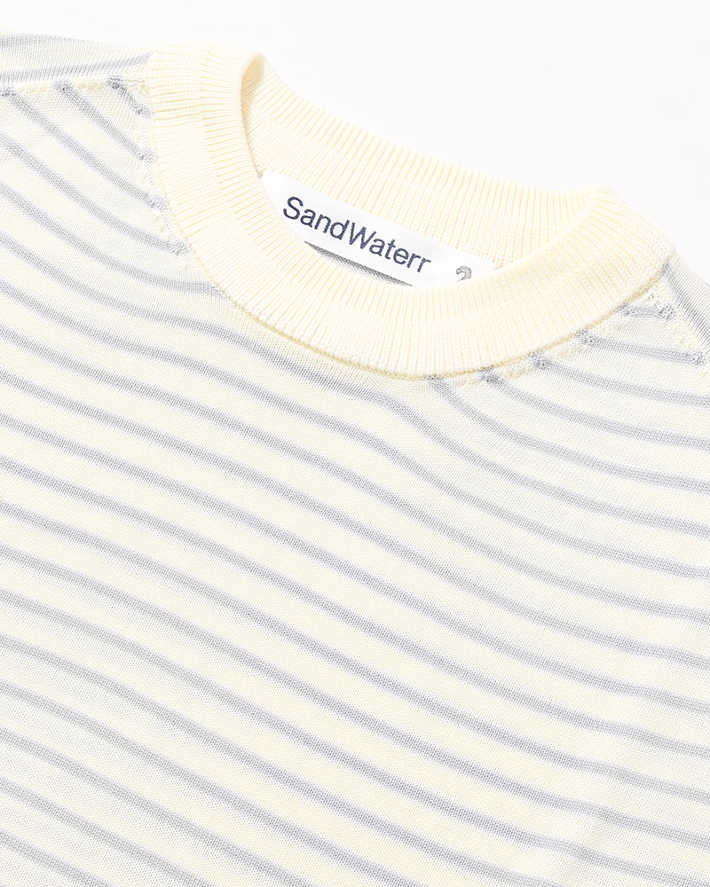 RESEARCHED SWEATER SS / RAYON MIX YARN BORDER -OFF-