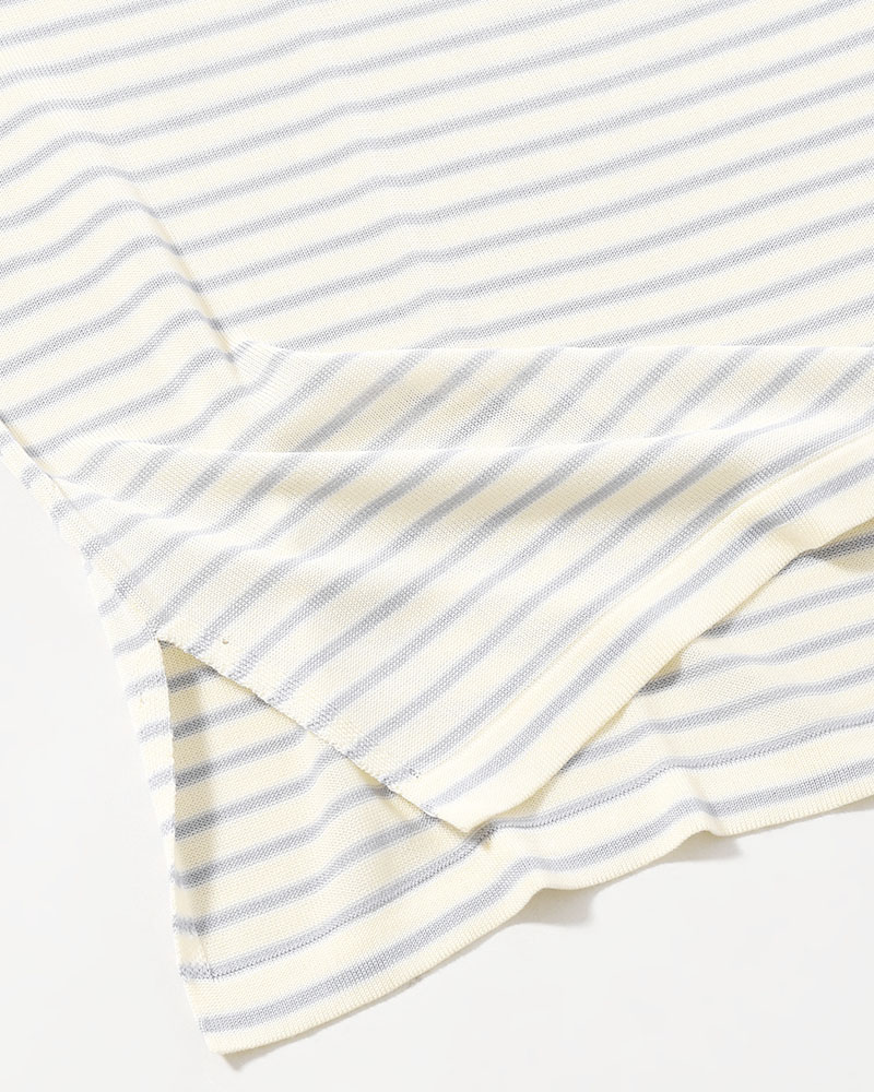 RESEARCHED SWEATER SS / RAYON MIX YARN BORDER -OFF-