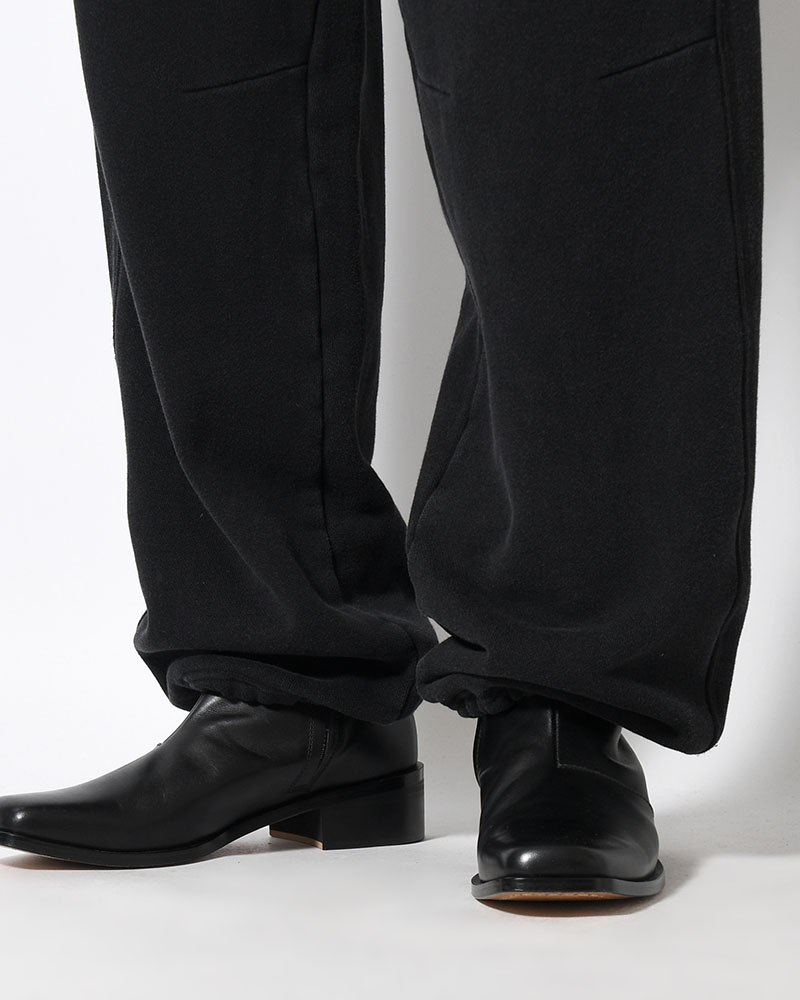 RESEARCHED EASY PANTS / COTTON SWEAT -BLACK-