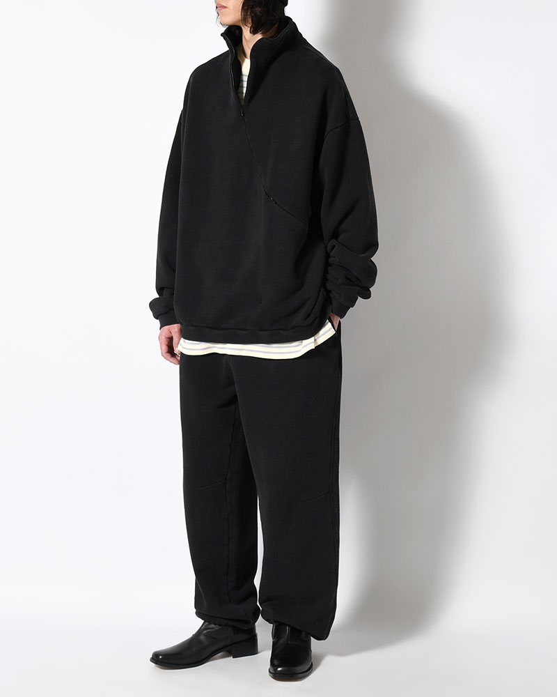 RESEARCHED EASY PANTS / COTTON SWEAT -BLACK-
