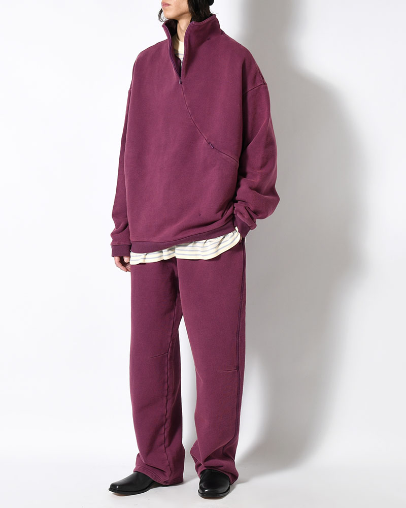 RESEARCHED EASY PANTS / COTTON SWEAT -PURPLE-