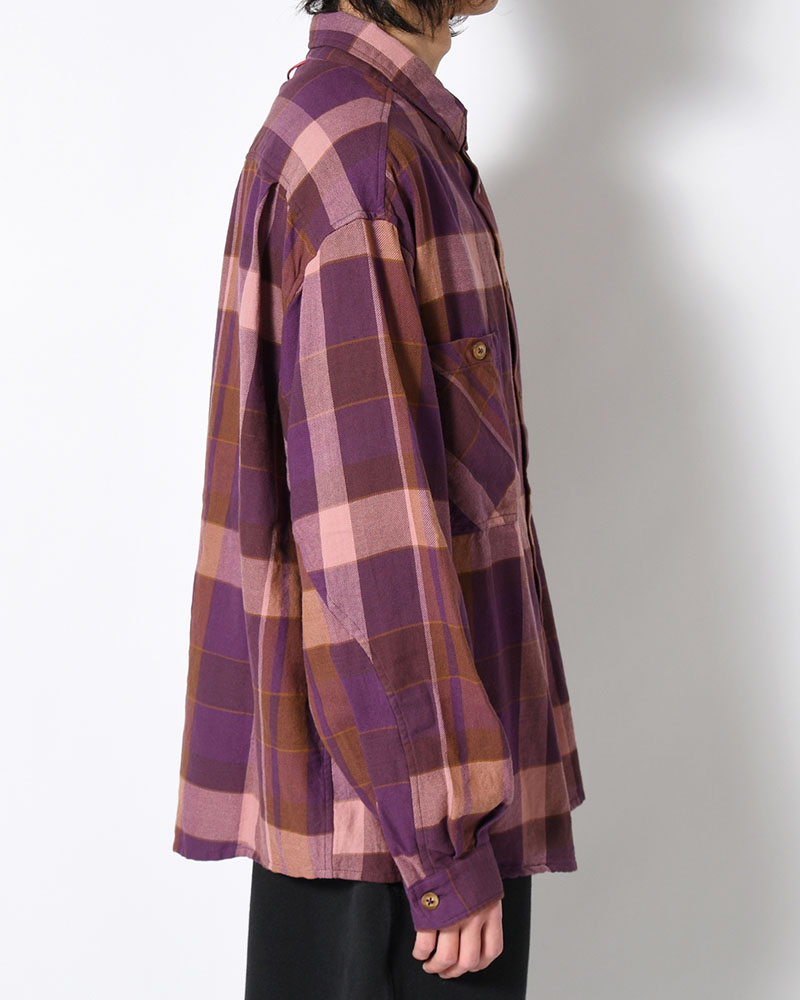 CRAFT WORK SHIRTS / INDIA COTTON FLANNEL MADRAS -PURPLE-