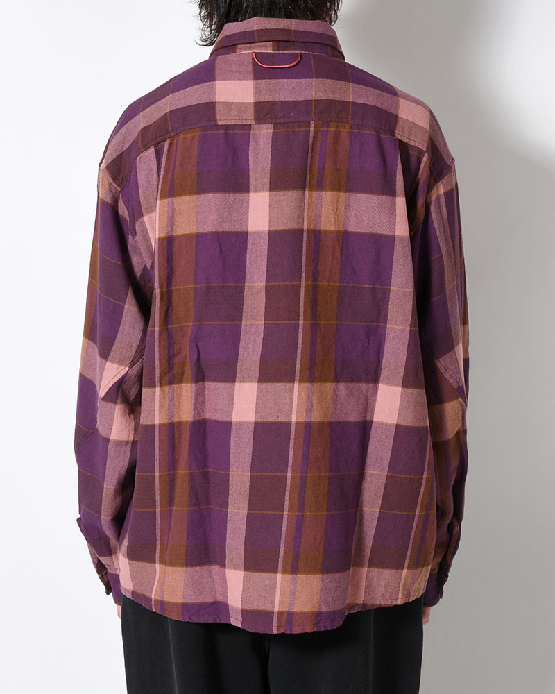CRAFT WORK SHIRTS / INDIA COTTON FLANNEL MADRAS -PURPLE-