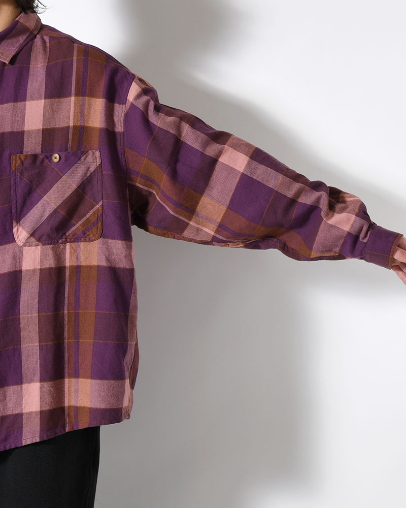 CRAFT WORK SHIRTS / INDIA COTTON FLANNEL MADRAS -PURPLE-