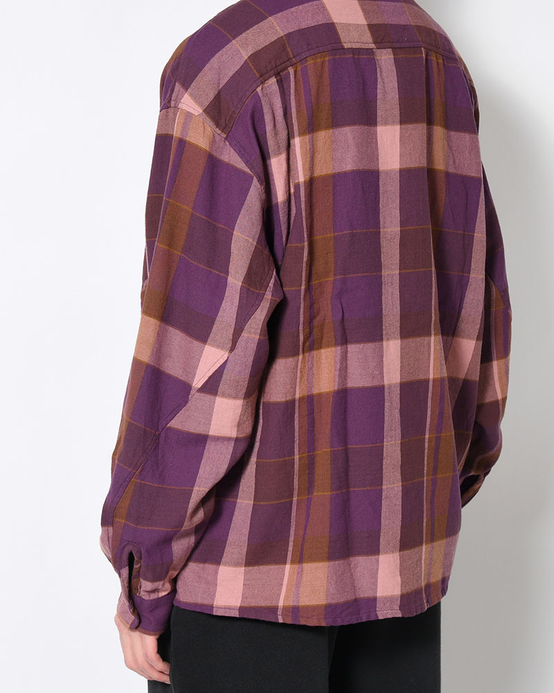 CRAFT WORK SHIRTS / INDIA COTTON FLANNEL MADRAS -PURPLE-