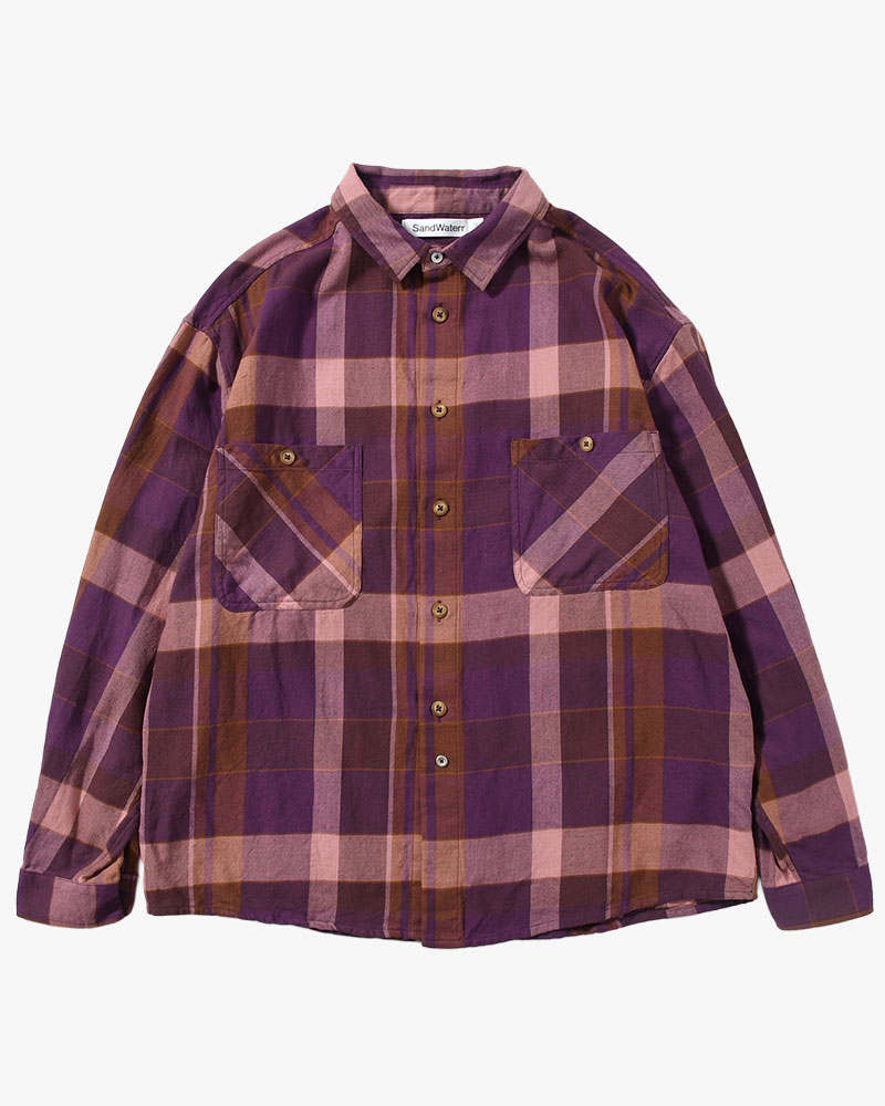 CRAFT WORK SHIRTS / INDIA COTTON FLANNEL MADRAS -PURPLE-
