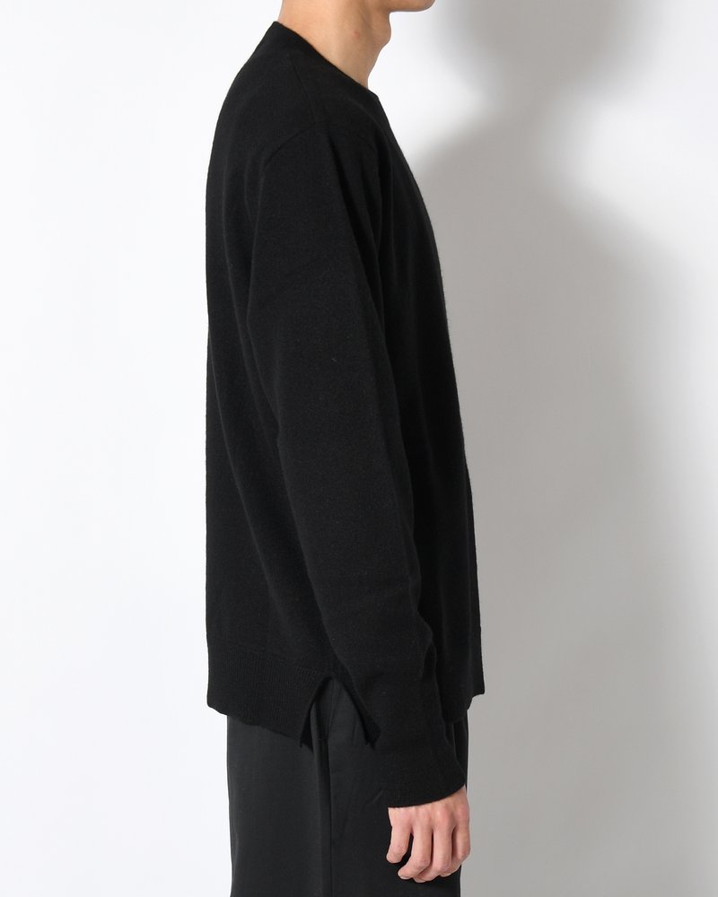 CASHMERE CREW NECK SWEATER -BLACK-