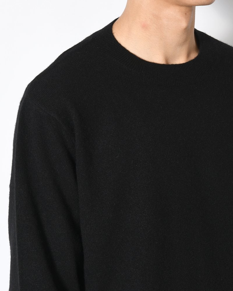CASHMERE CREW NECK SWEATER -BLACK-