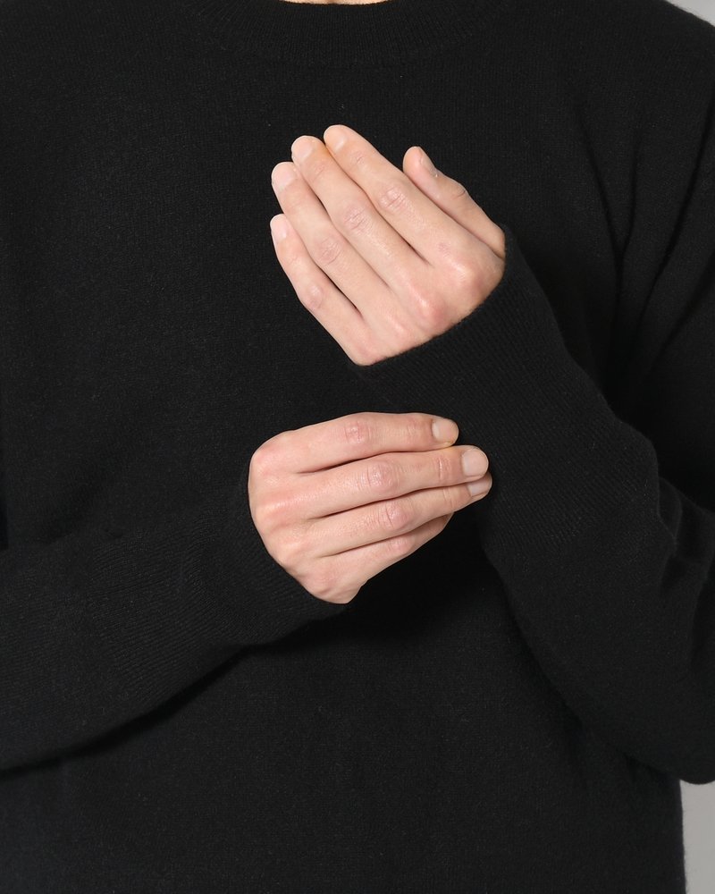 CASHMERE CREW NECK SWEATER -BLACK-