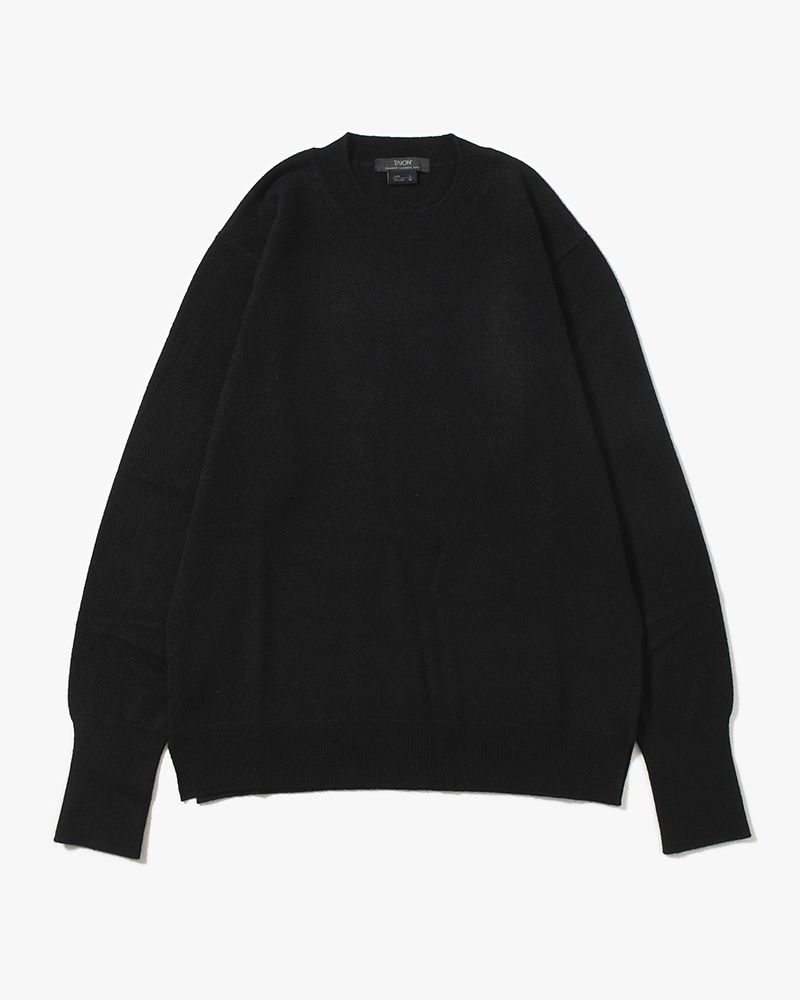 CASHMERE CREW NECK SWEATER -BLACK-