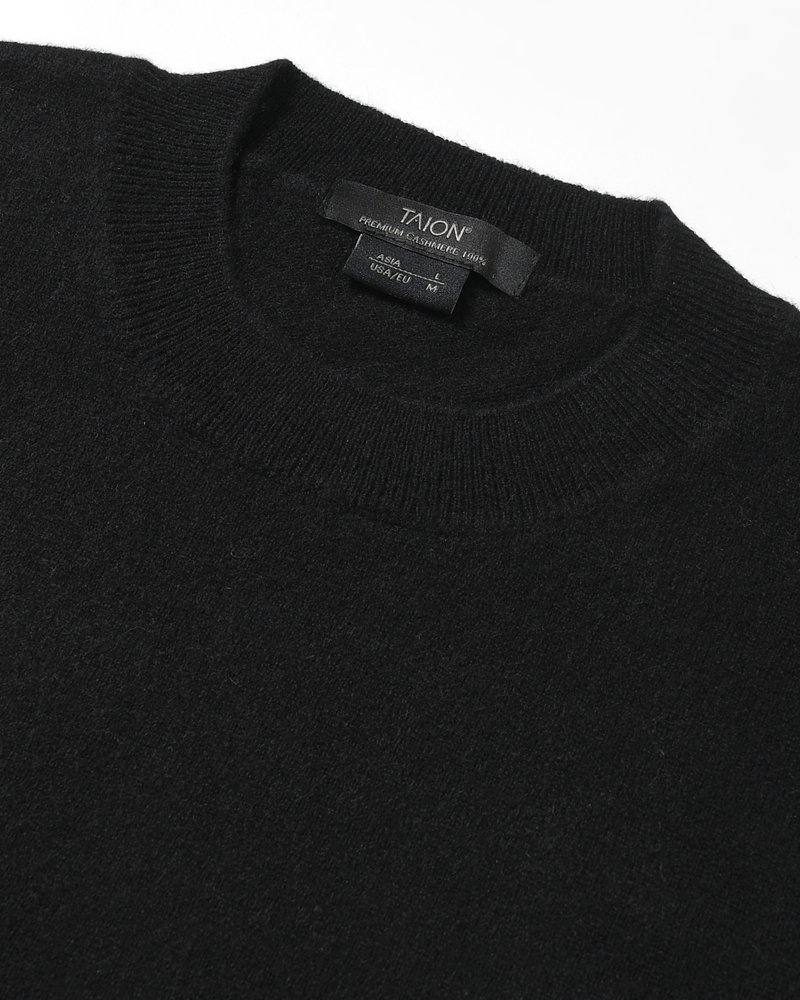 CASHMERE CREW NECK SWEATER -BLACK-