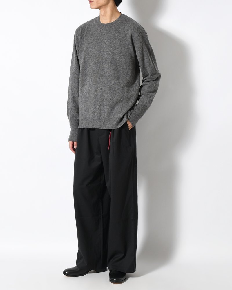 CASHMERE CREW NECK SWEATER -GRAY-