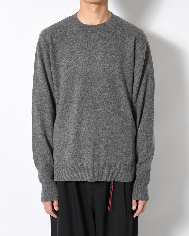 CASHMERE CREW NECK SWEATER -GRAY-