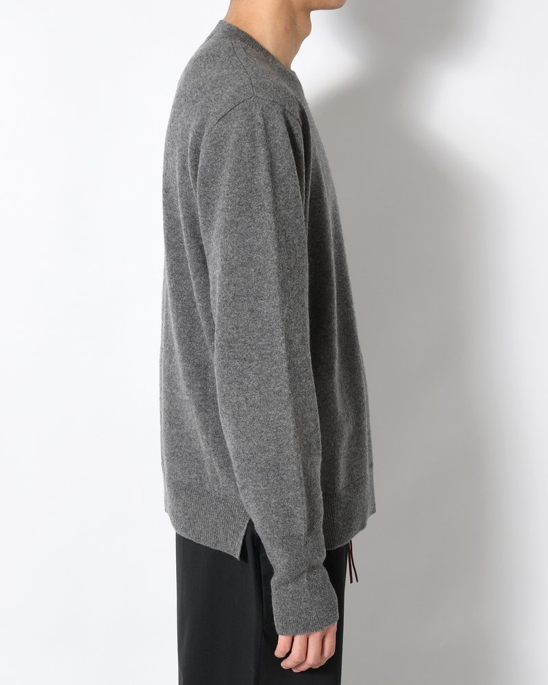 CASHMERE CREW NECK SWEATER -GRAY-