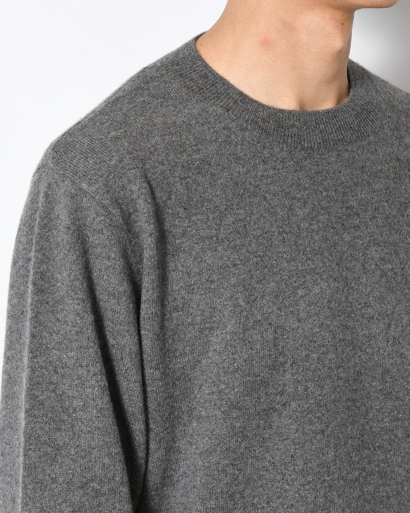 CASHMERE CREW NECK SWEATER -GRAY-