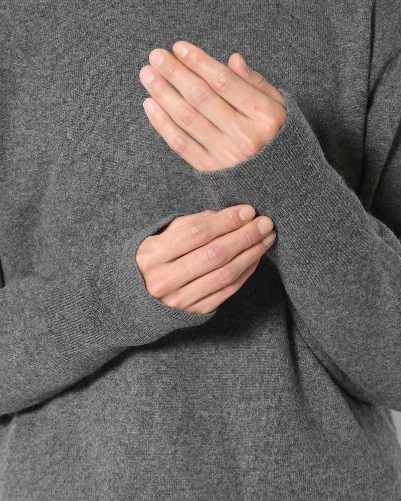 CASHMERE CREW NECK SWEATER -GRAY-