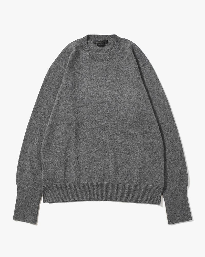 CASHMERE CREW NECK SWEATER -GRAY-