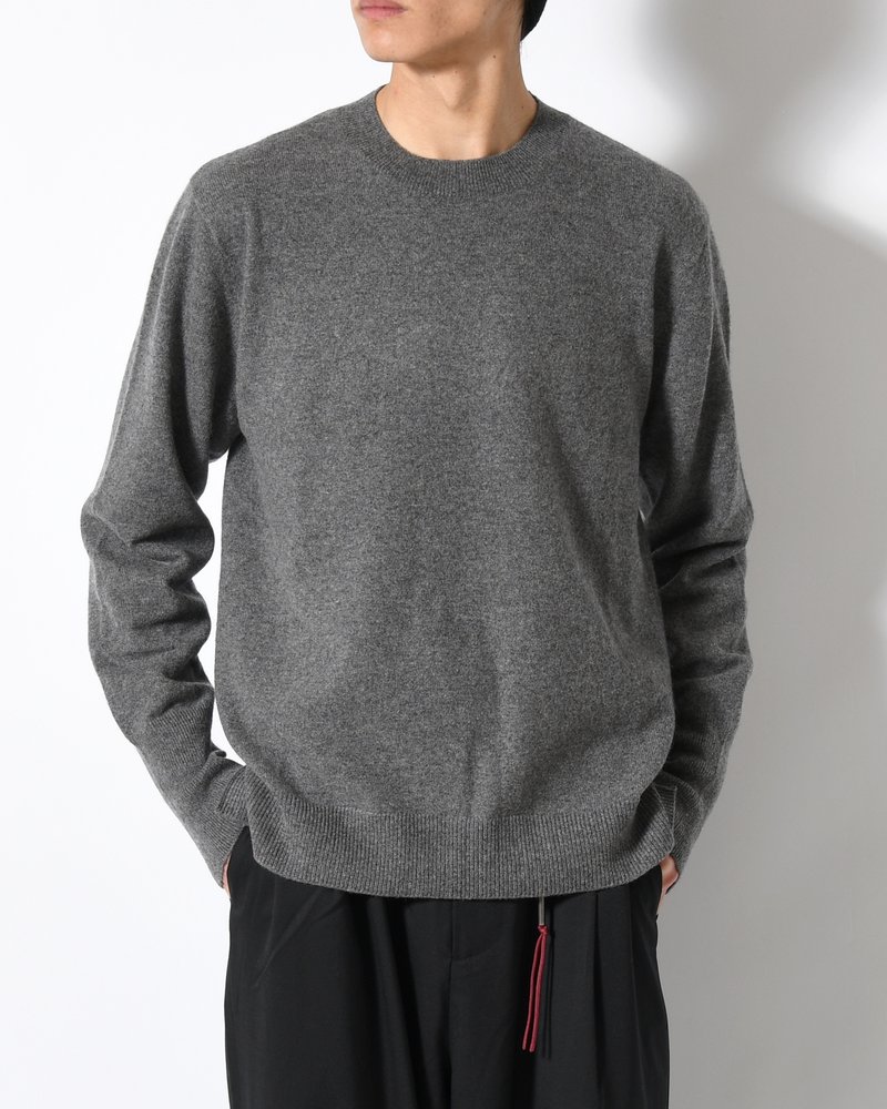 CASHMERE CREW NECK SWEATER -GRAY-