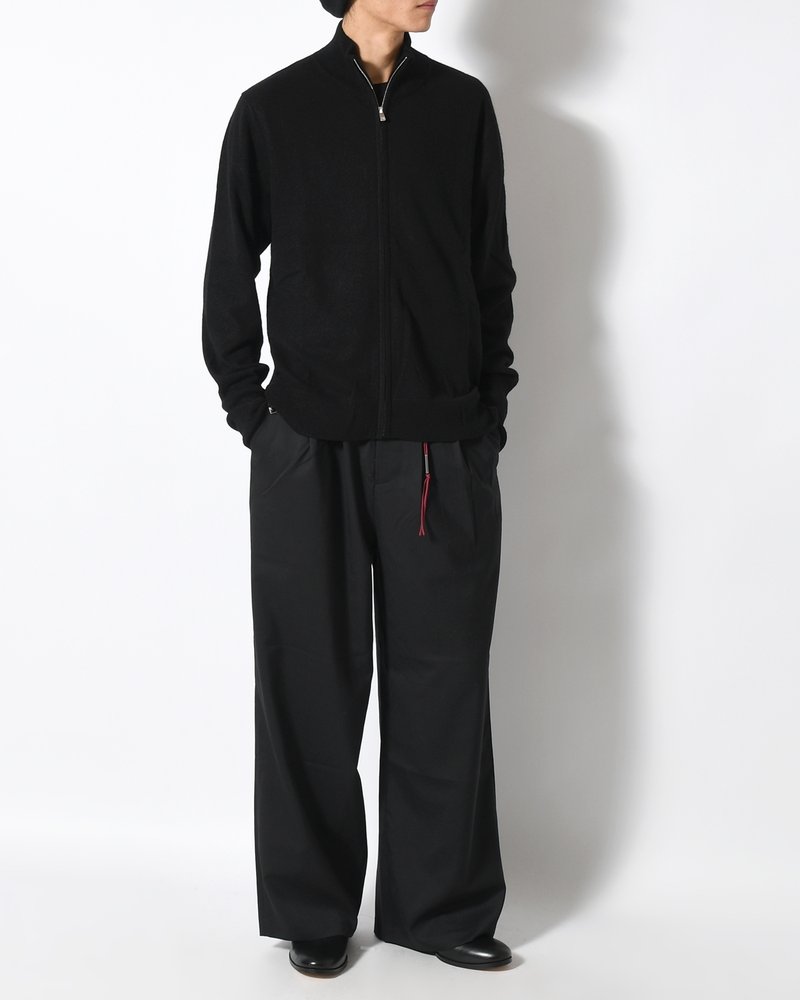 CASHMERE FULL-ZIP HIGH-NECK SWEATER -BLACK-