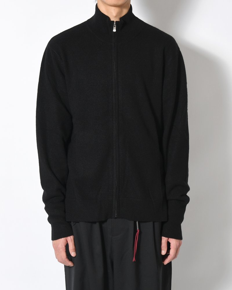 CASHMERE FULL-ZIP HIGH-NECK SWEATER -BLACK-