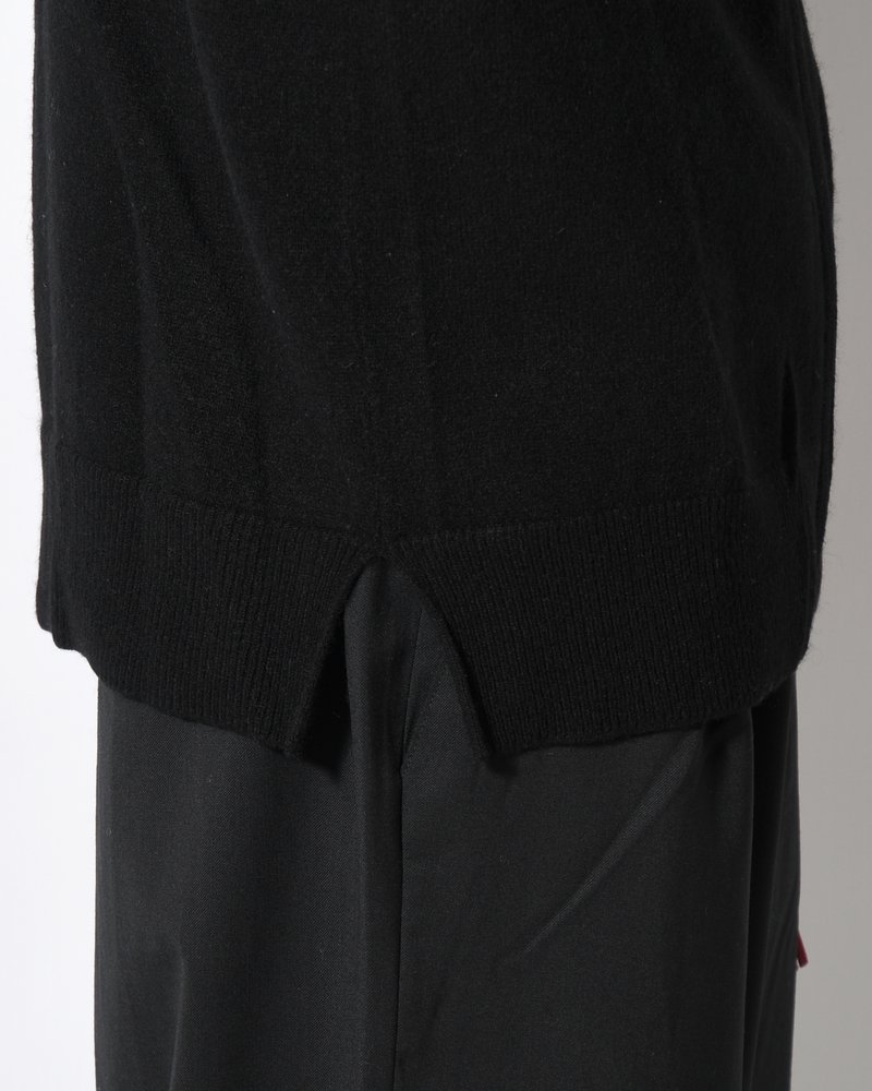 CASHMERE FULL-ZIP HIGH-NECK SWEATER -BLACK-