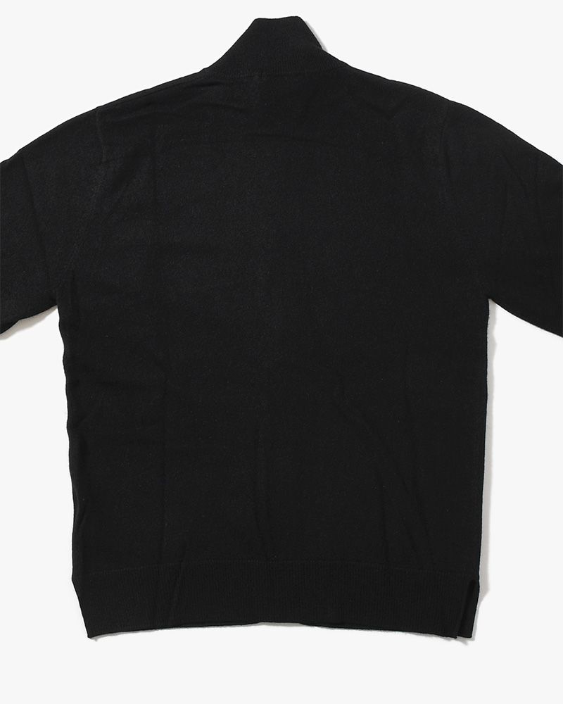 CASHMERE FULL-ZIP HIGH-NECK SWEATER -BLACK-
