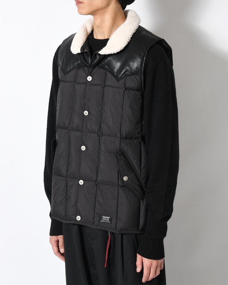 WORK WESTERN DOWN VEST -BLACK-