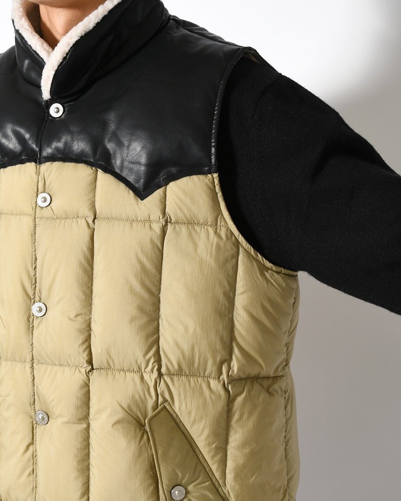 WORK WESTERN DOWN VEST -KHAKI-