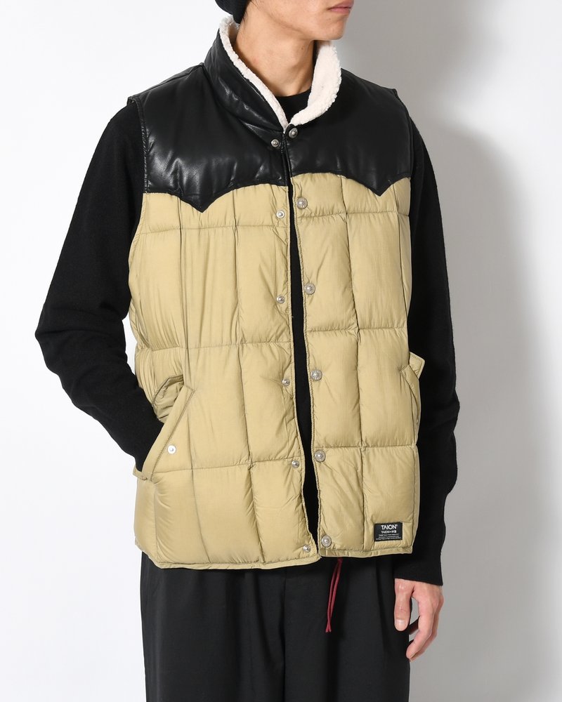WORK WESTERN DOWN VEST -KHAKI-