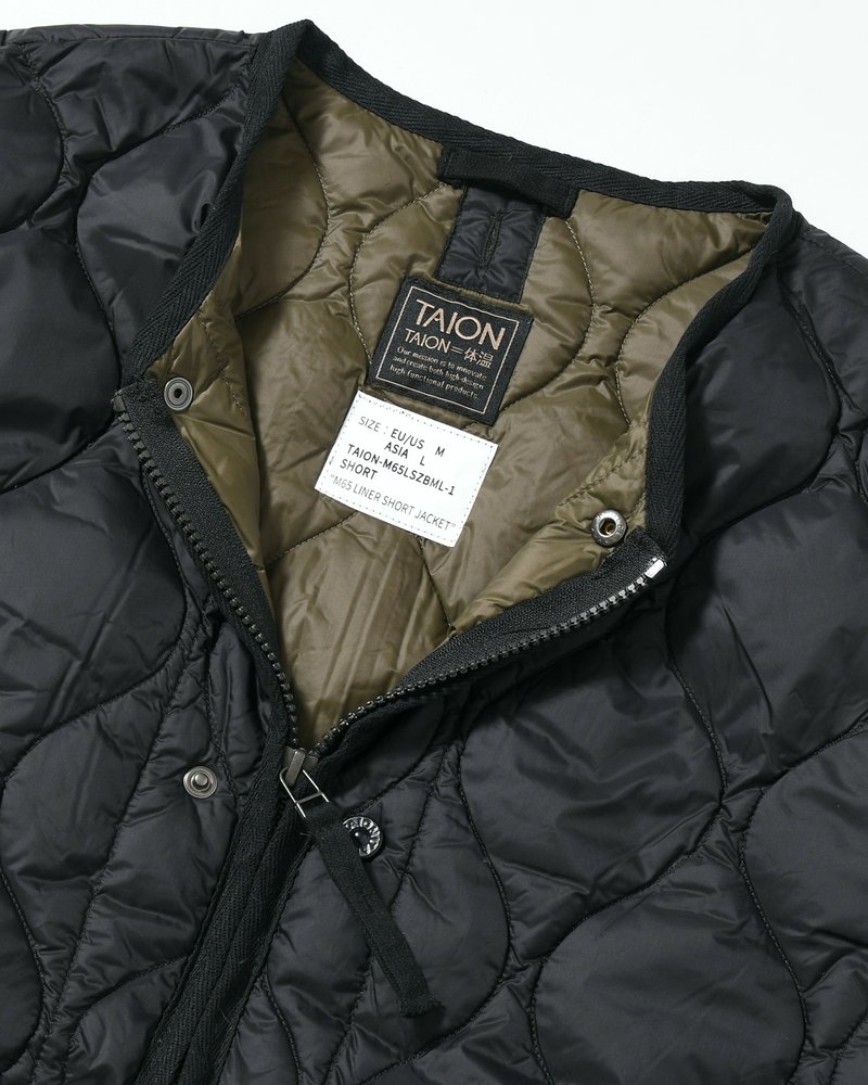 MILITARY M65 LINER W ZIP SHORT DOWN JACKET -BLACK-